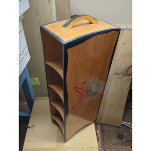 Vintage Kakadu  Hand-Painted Wood CD Tower / Media Storage Rack by Reut Shahar